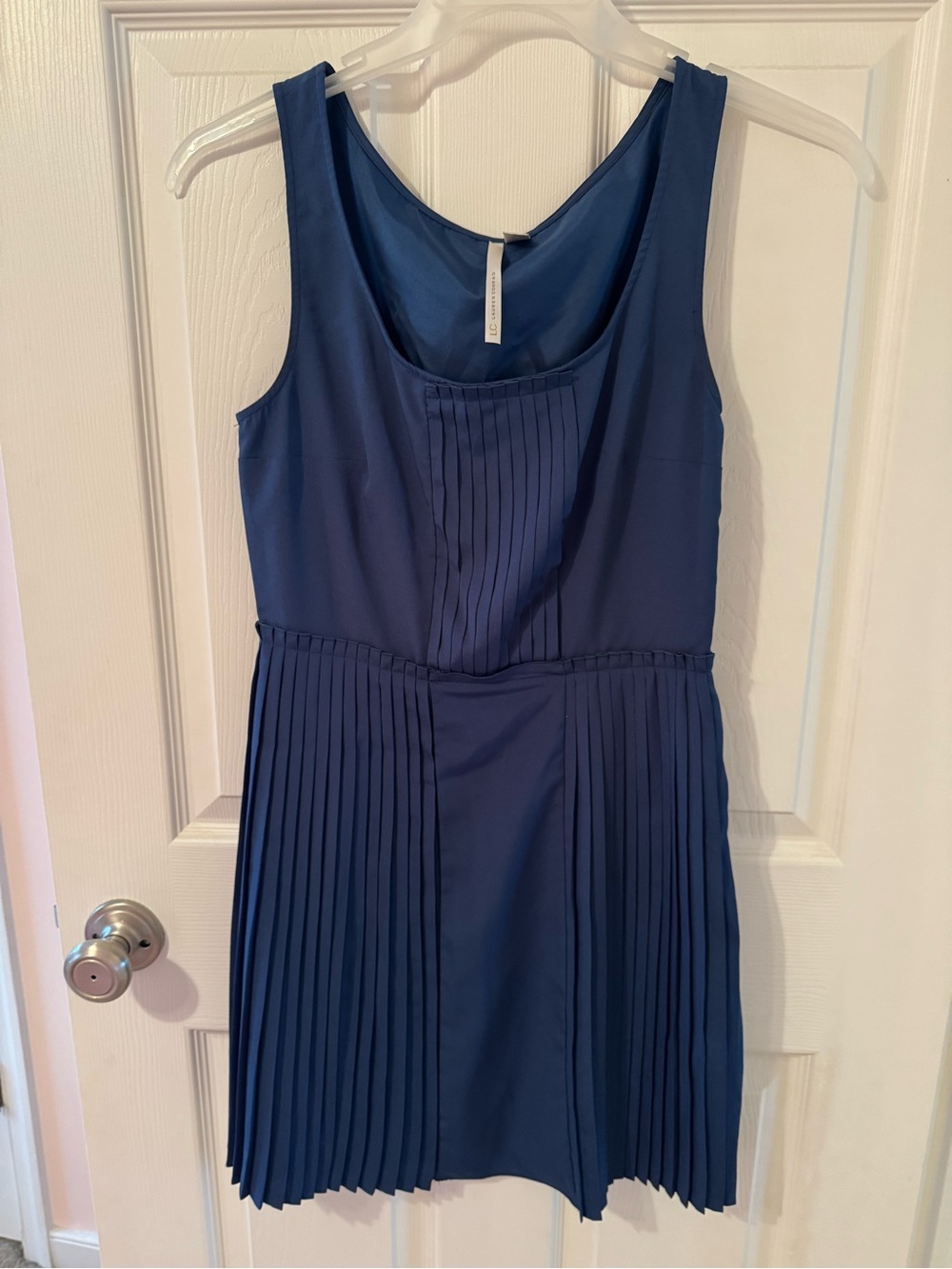LC Lauren Conrad Navy Pleated Sleeveless Mini Dress